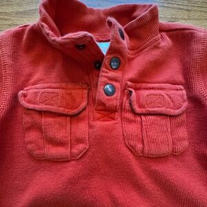 Gymboree Henley Pullover Shirt Kids 18-24 M Orange Ribbed Pocket Casual Y2K